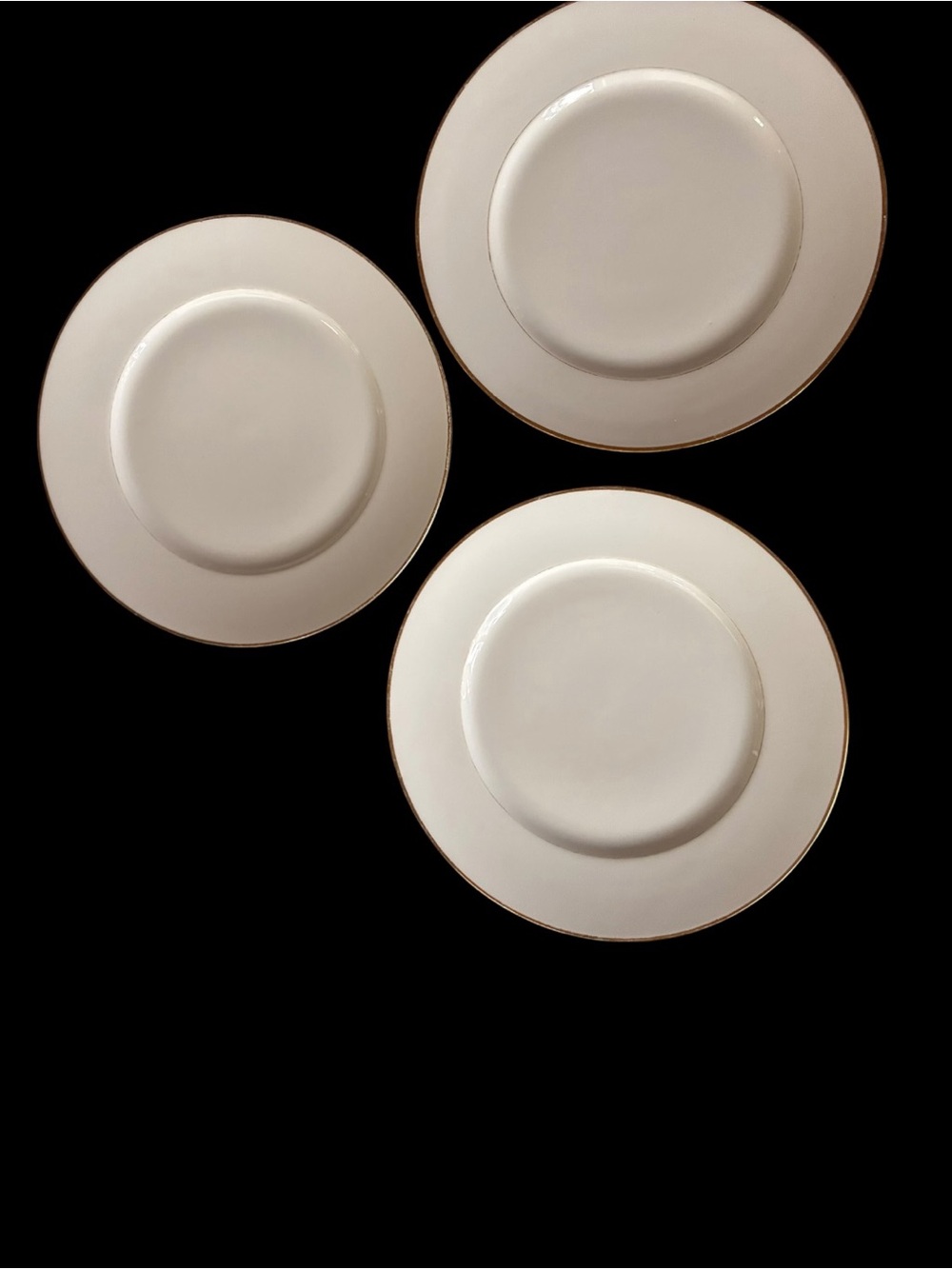 Limoges White Dinner Plates with Gold Trim - Set of 3